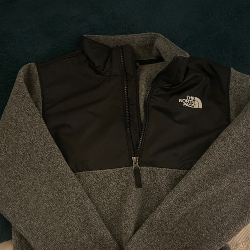 Kids The North Face Black and Gray Half-Zip Jacket